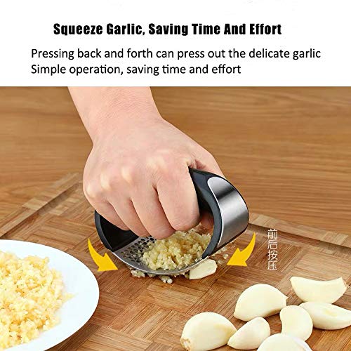 Nilican Garlic Press Kitchen Tool Garlic Peeler Stainless Steel Professional Ginger Crusher Ergonomic Labor-Saving Crusher (S)