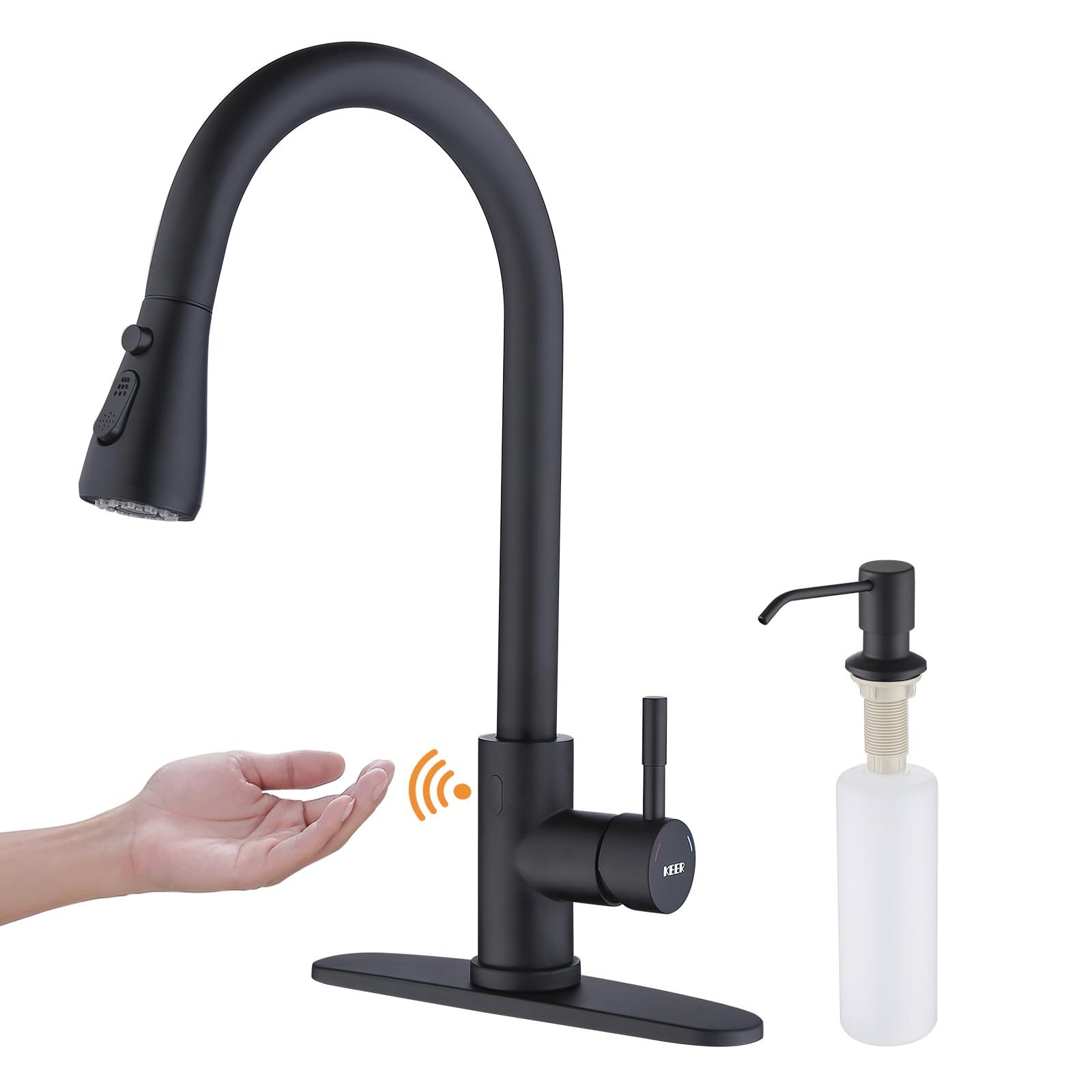 Touchless Kitchen Faucet with Pull Down Sprayer, Motion Sensor Kitchen Faucet with Kitchen Soap Dispenser, Single Kitchen Faucet