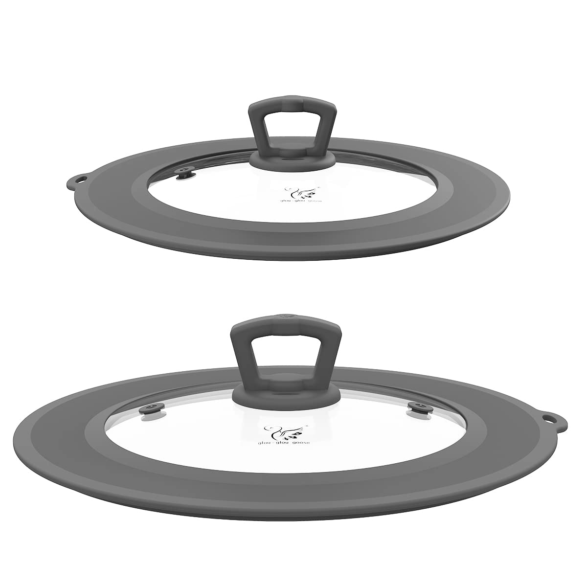 Set Of 2 Vented Tempered Glass Universal Lid For Pot Pan Skillet With Heat Resistant Silicone Microwave Splatter Cover Microwave