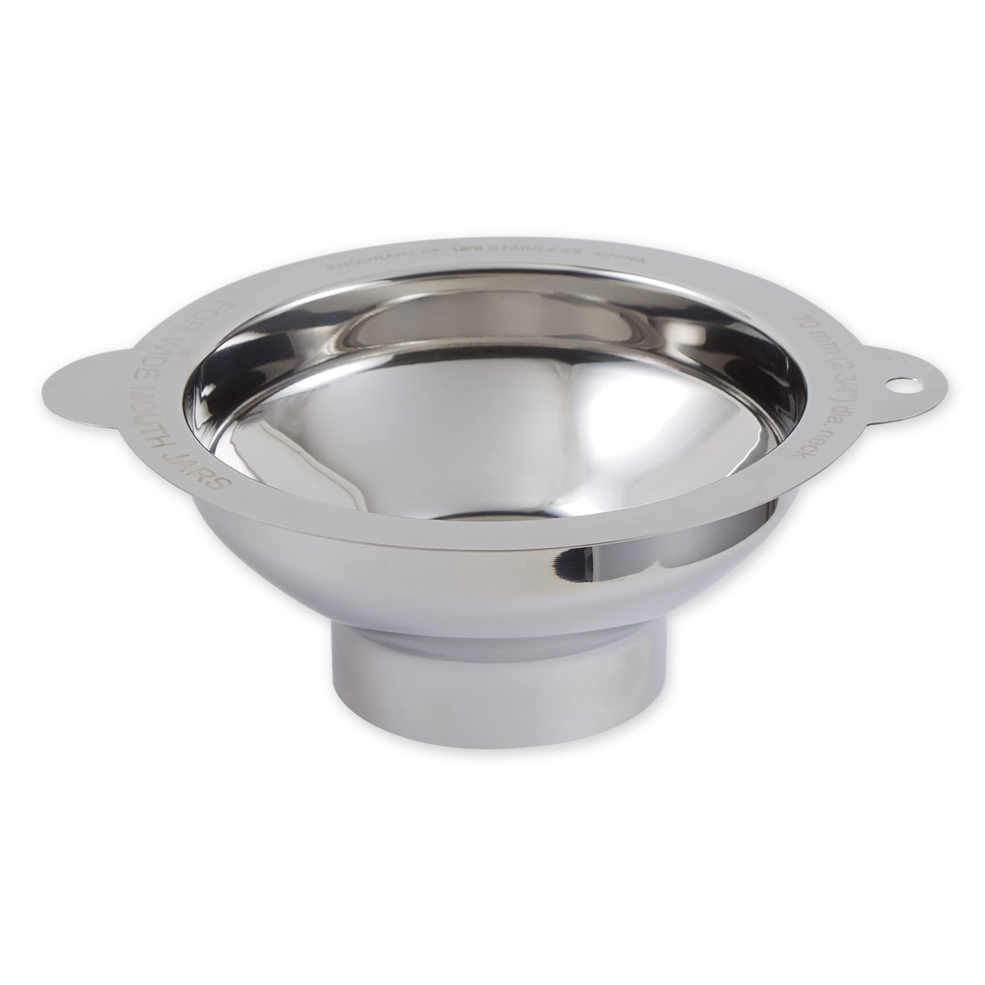 Rsvp International Endurance Canning Collection Non-Reactive 18/8 Stainless Steel, Dishwasher Safe, Funnel, Wide Mouth, 2-3/4''