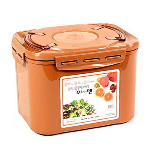 E-Jen Premium Kimchi, Sauerkraut Container Probiotic Fermentation With Inner Vacuum Lid (Earthenware Brown, 2.2 Gal/ 8.5L)