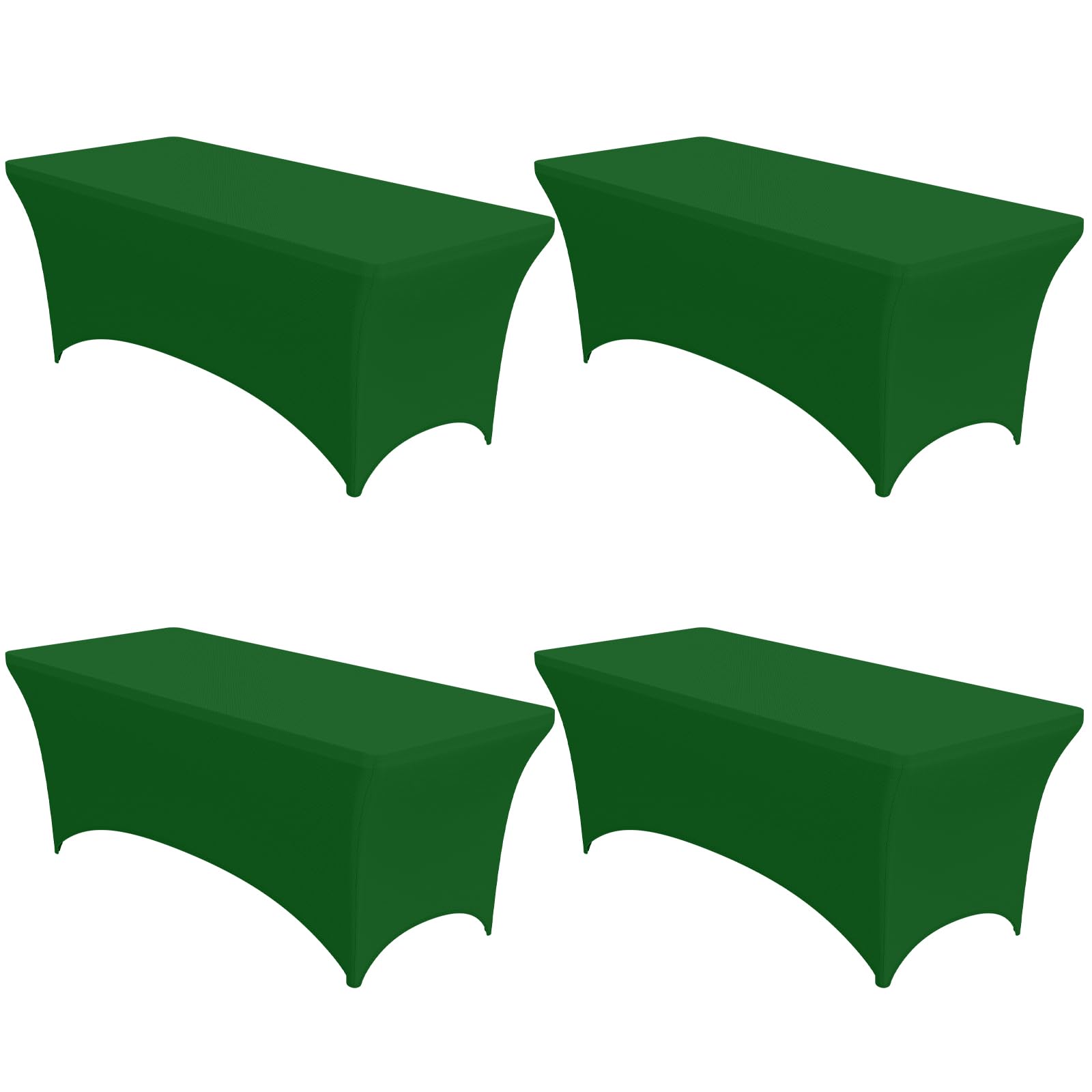 Niuara 4-Pack Green Spandex Tablecloths - 72x30x30 Stretch Fitted Table Covers for 6ft Rectangle Folding Tables, Wrinkle-Resista