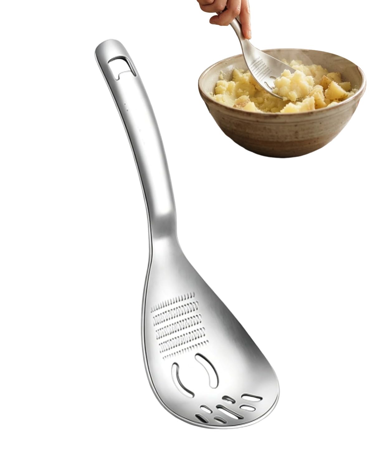 5in1 Stainless Steel Cooking Spoon, Potato Masher, Egg Separator,1 pcs