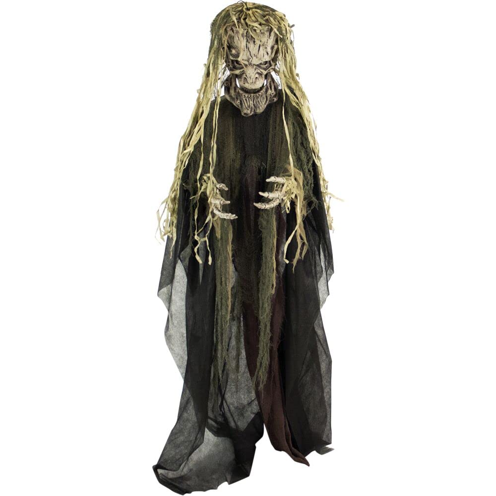 Haunted Hill Farm Life-Size Animatronic Scary Talking Tree Man with Touch Activated Lights and Sound, Battery-Operated Indoor or