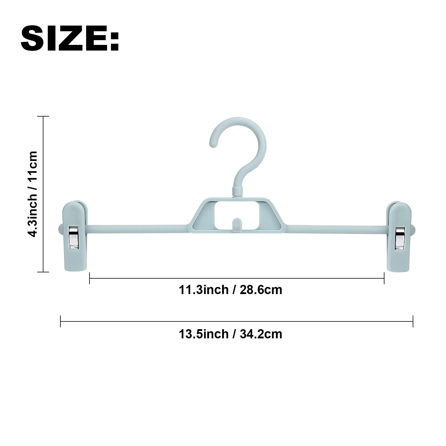 30 Pack Pant Hangers With Clips - Pozean Plastic Hangers Stackable Skirt Hangers, Clothes Hangers With 360Rotating & Adjustable