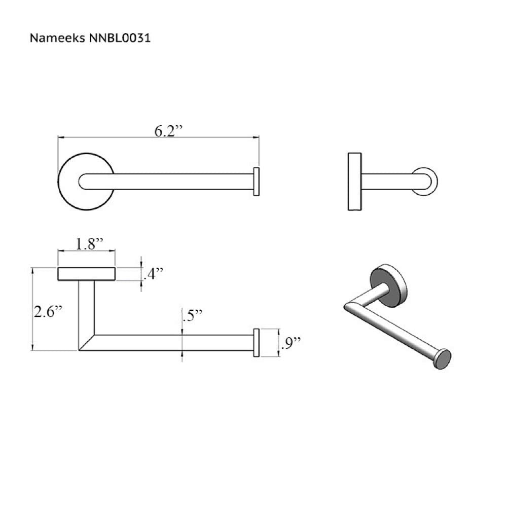 Nameeks Nnbl0031 Luxury Hotel Polished Toilet Paper Holder, Chrome
