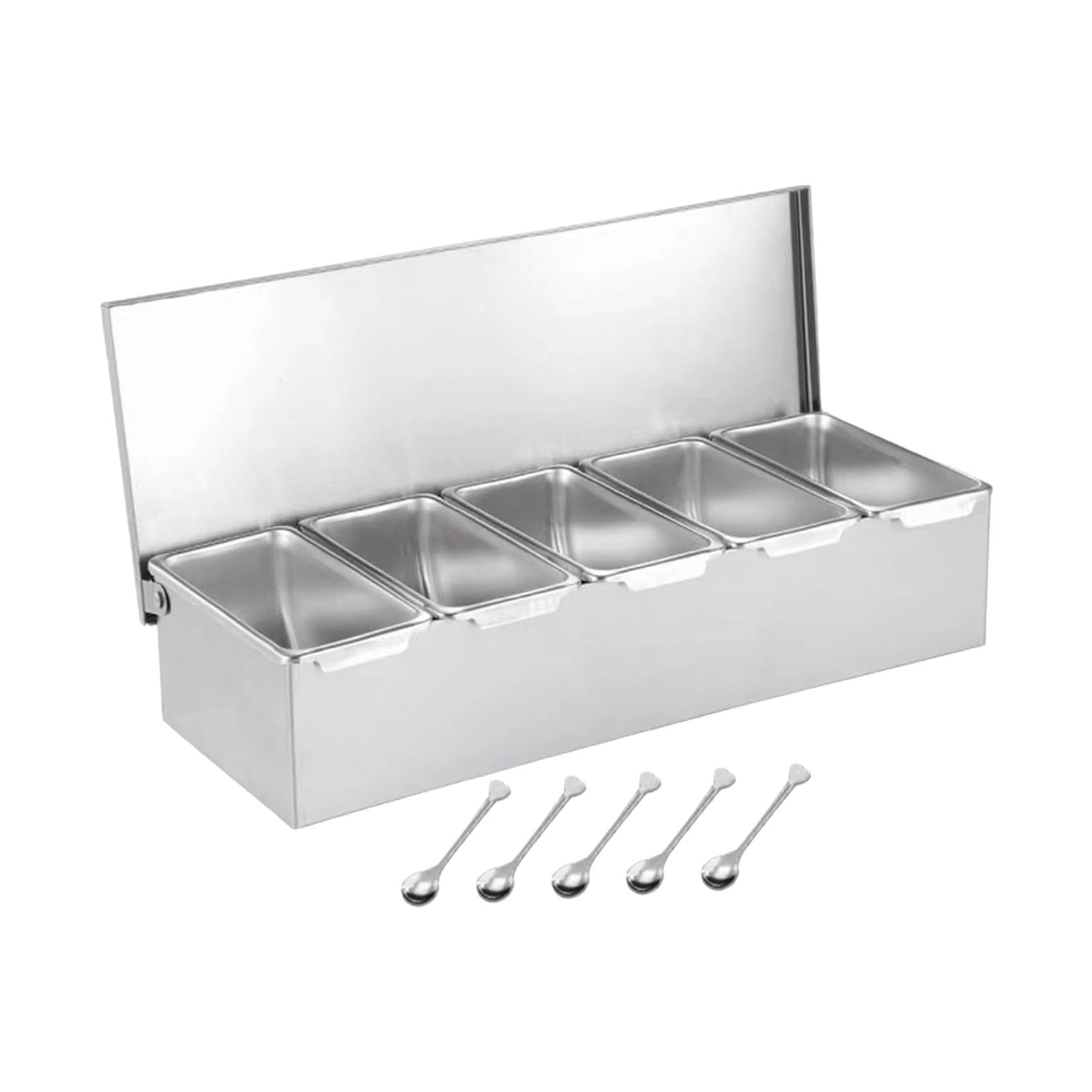 Calandis Seasoning Organizer Box Detachable Spice Pots With Lid Condiment Jar For Bar 5 Grids | Spice Jars & Racks | Kitchen Sto