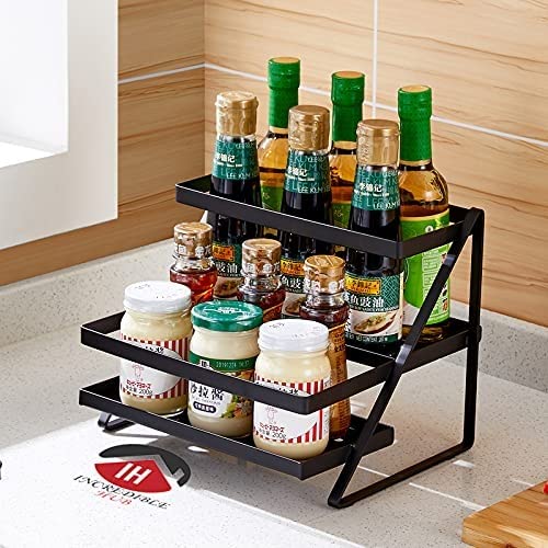 Predella Kitchen Racks/ 2 Step Shelf Freestanding Step Racks/Shelves/Holder/Stand/Countertop Spice Rack/Kitchen Organizer Metal 