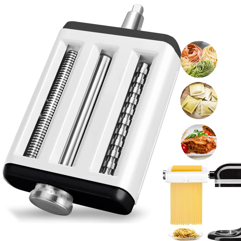 Pasta Maker Attachment for Kitchenaid Mixer, 3 in 1 Set of Pasta Roller and Cutters for Making Pasta Fettuccine Spaghetti in Eas