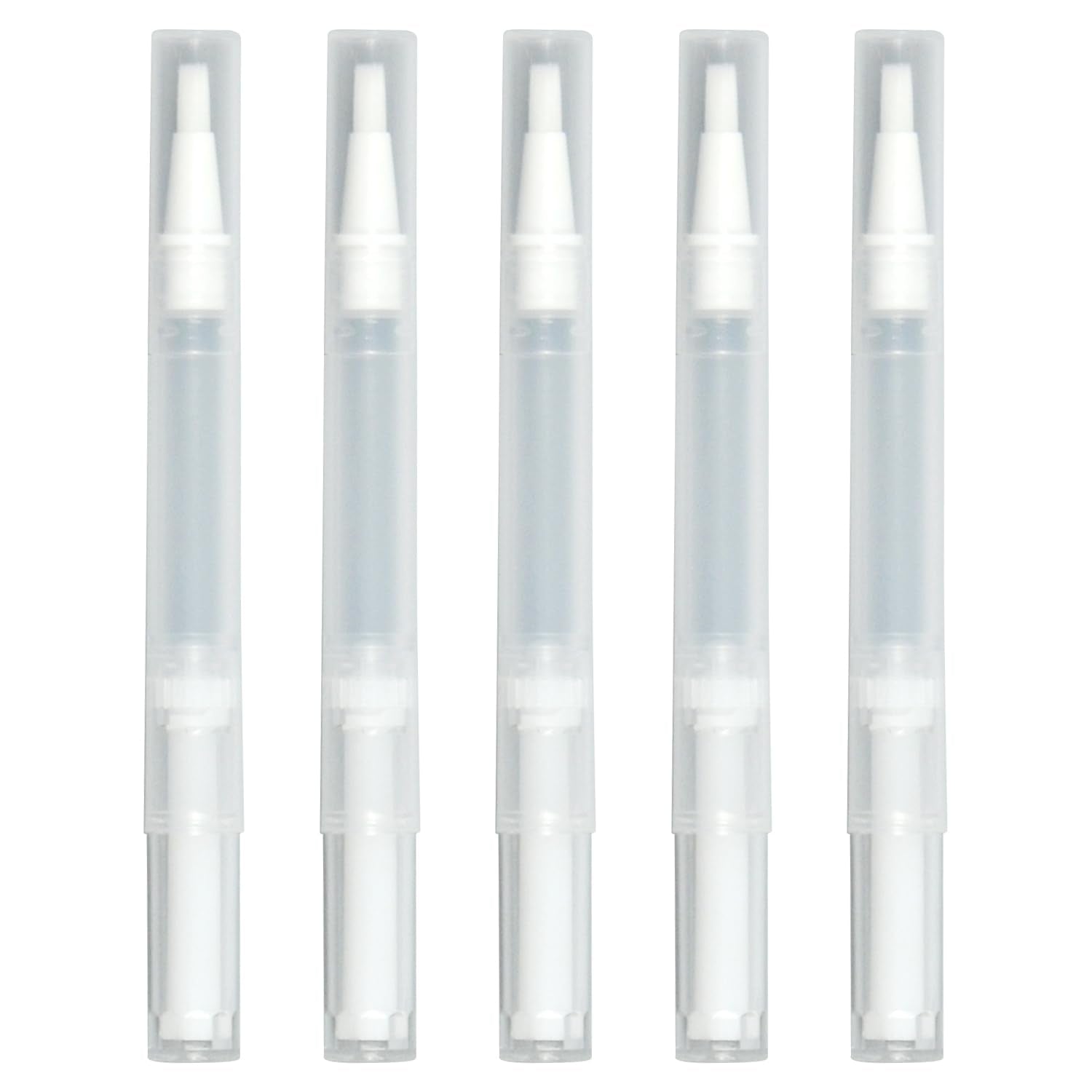 5 Pcs 3ml Travel Size Empty Cuticle Oil Pen, LeakProof Twist Pens with Brush Tip, Disposable Lip Gloss Wand DIY Nail Care Kit f