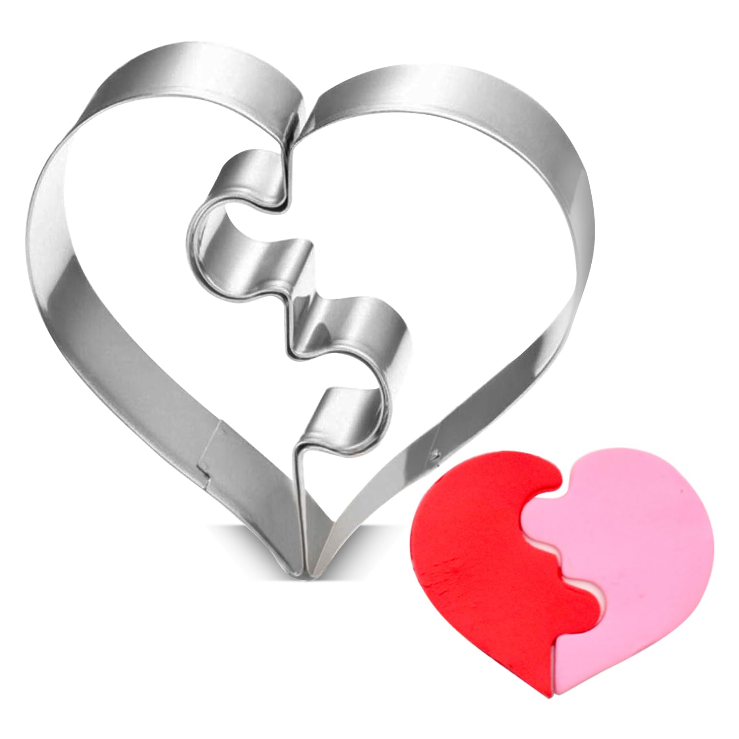 Kalaien Valentine Heart Shaped Cookie For Two Cutters Heart Puzzle Cookie Cutters