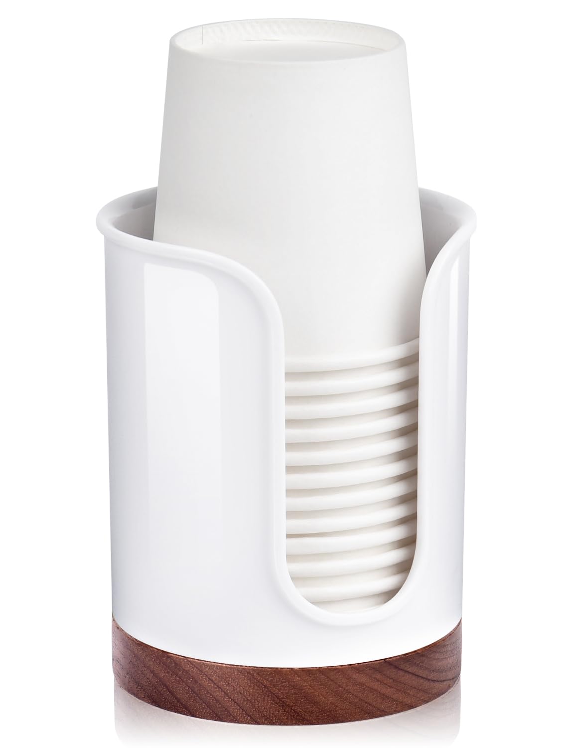 Premium Bathroom Cup Dispenser - Compact Cup Holder For Dixie Cups 3 Oz Cups, 3 4 Ounce Mouthwash Cup Dispenser - Pc/Walnut, Whi