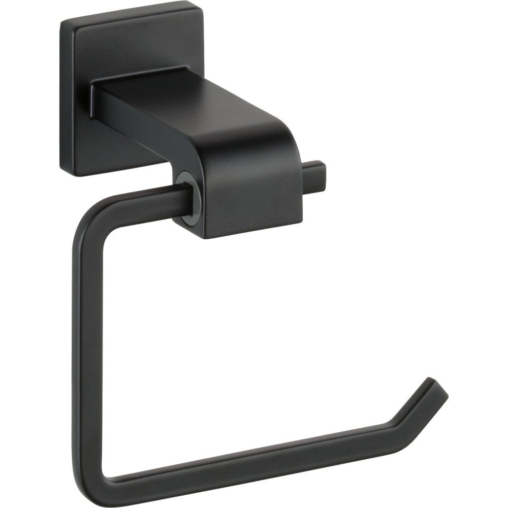 Delta Ara (1-Pack) Toilet Paper Holder Matte Black Tissue Roll Holder for Bathroom Organization and Storage Single Post Euro Toi