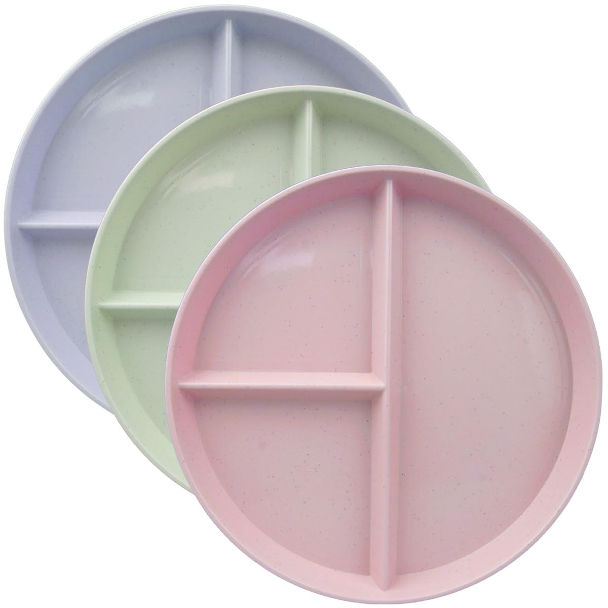 Soptalles 3 Pack Divided Plates For Adults, Portion Control Plates Compartment Plates, Lightweight Reusable Dinnerware Dinner Pl