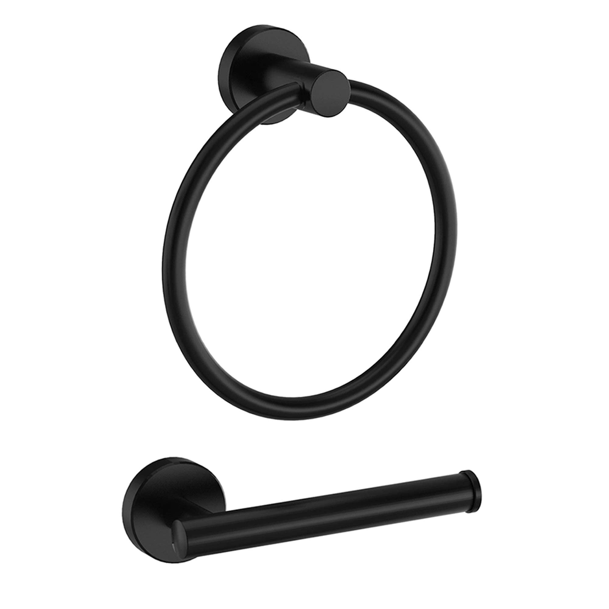 Marmolux Acc 2 Pcs Matte Black Bathroom Hardware Set - Hand Towel Holder For Bathroom Wall + Black Toilet Paper Holder Wall Moun
