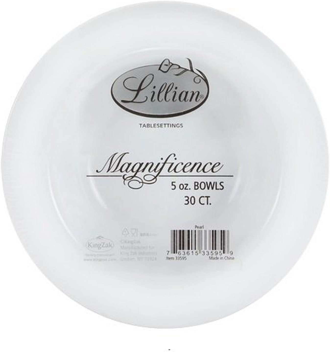 Lillian Tablesettings Round Plastic Bowls - 5 Oz, White, 30 Pcs