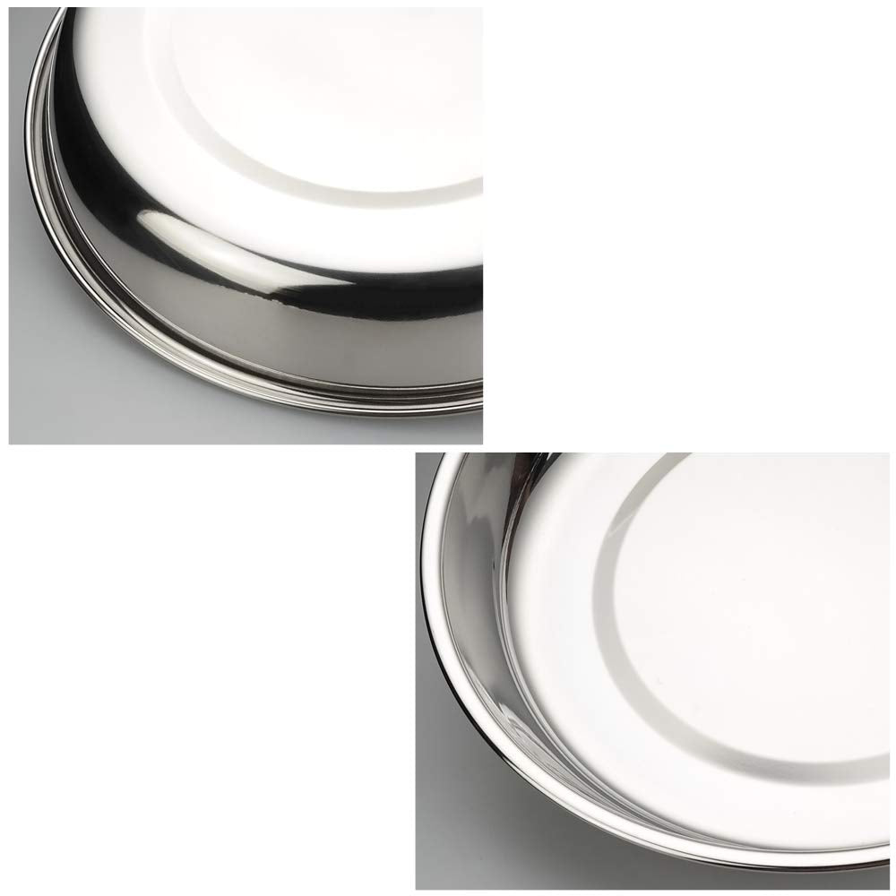 Qskely Stainless Steel Dinner Round Plates, 4 Pack Food Grade Stainless Steel Plates
