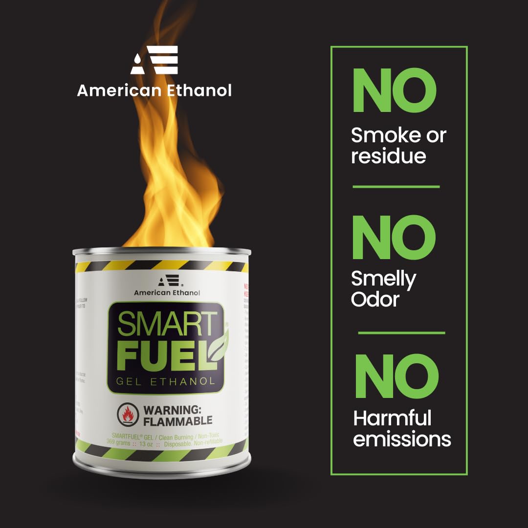 American Ethanol Smart Fuel Gel Ethanol - Clean Burning, Ethanol Fuel Can, Spill Resistant, High Purity For Indoor & Outdoor Use