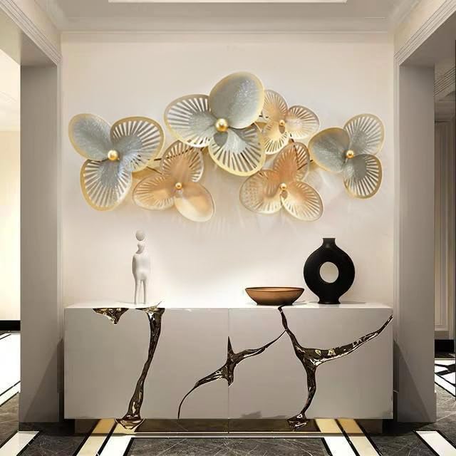 Zove Metal Clover Leaf Wall Decoration | 3D Home Wall Decor | Elegant Design Decorative Wall Hanging Sculpture For Living Room,