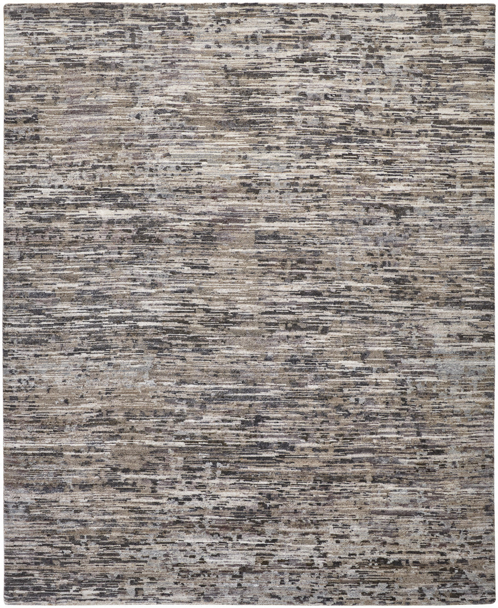 9 X 12 gray Blue And Silver Wool Abstract Hand Knotted Area Rug