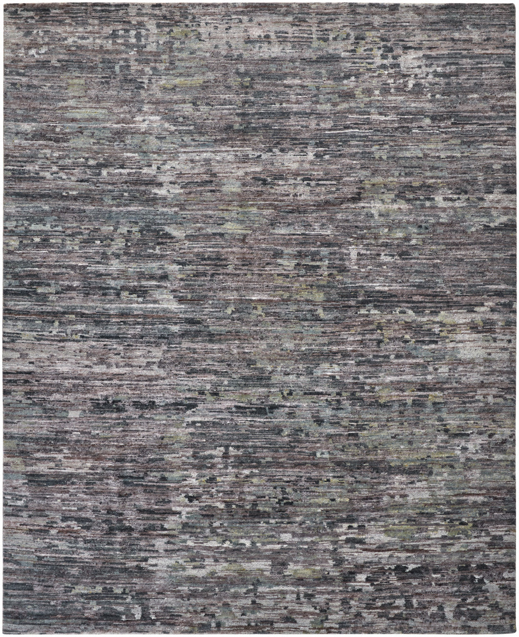 8 X 10 Blue And gray Wool Abstract Hand Knotted Area Rug
