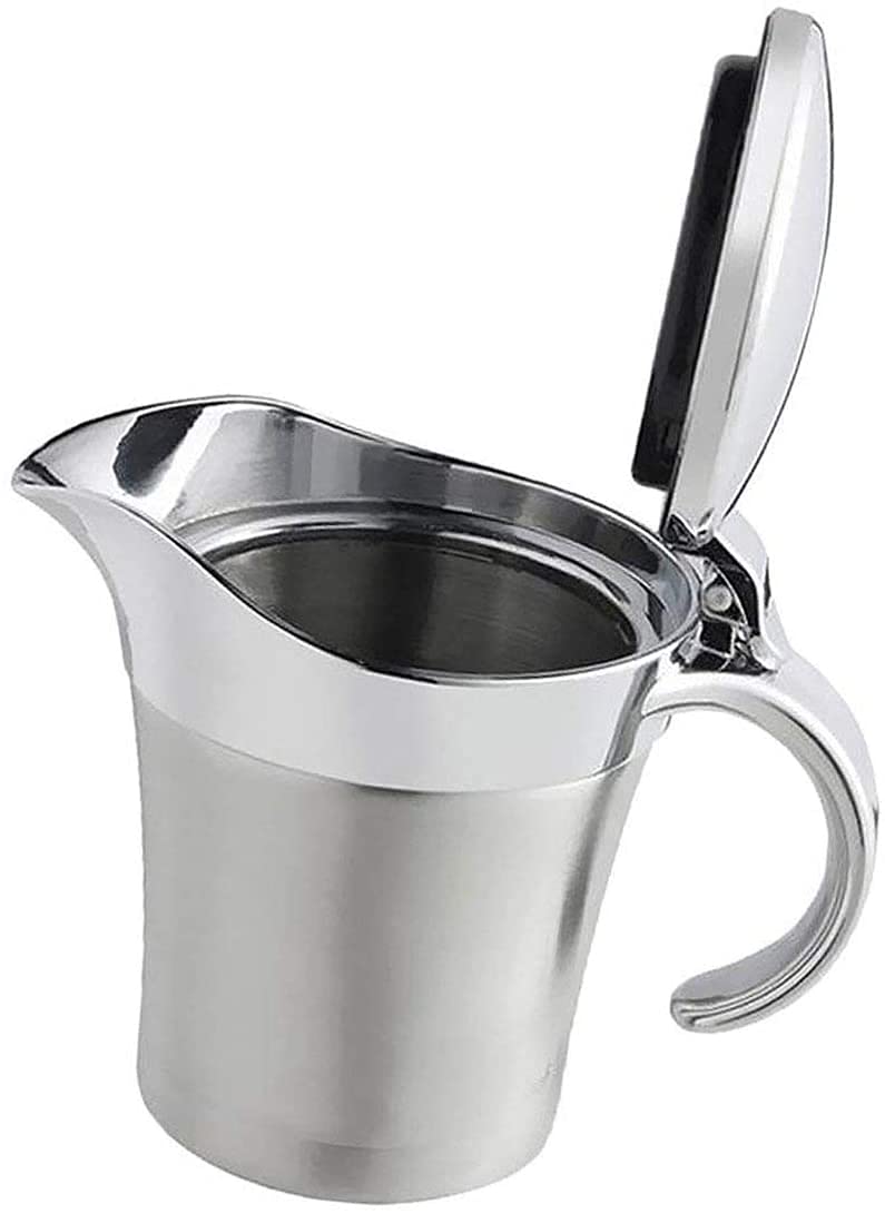 Double Insulated Gravy Boat - Stainless Steel Sauce Jug With Hinged Lid