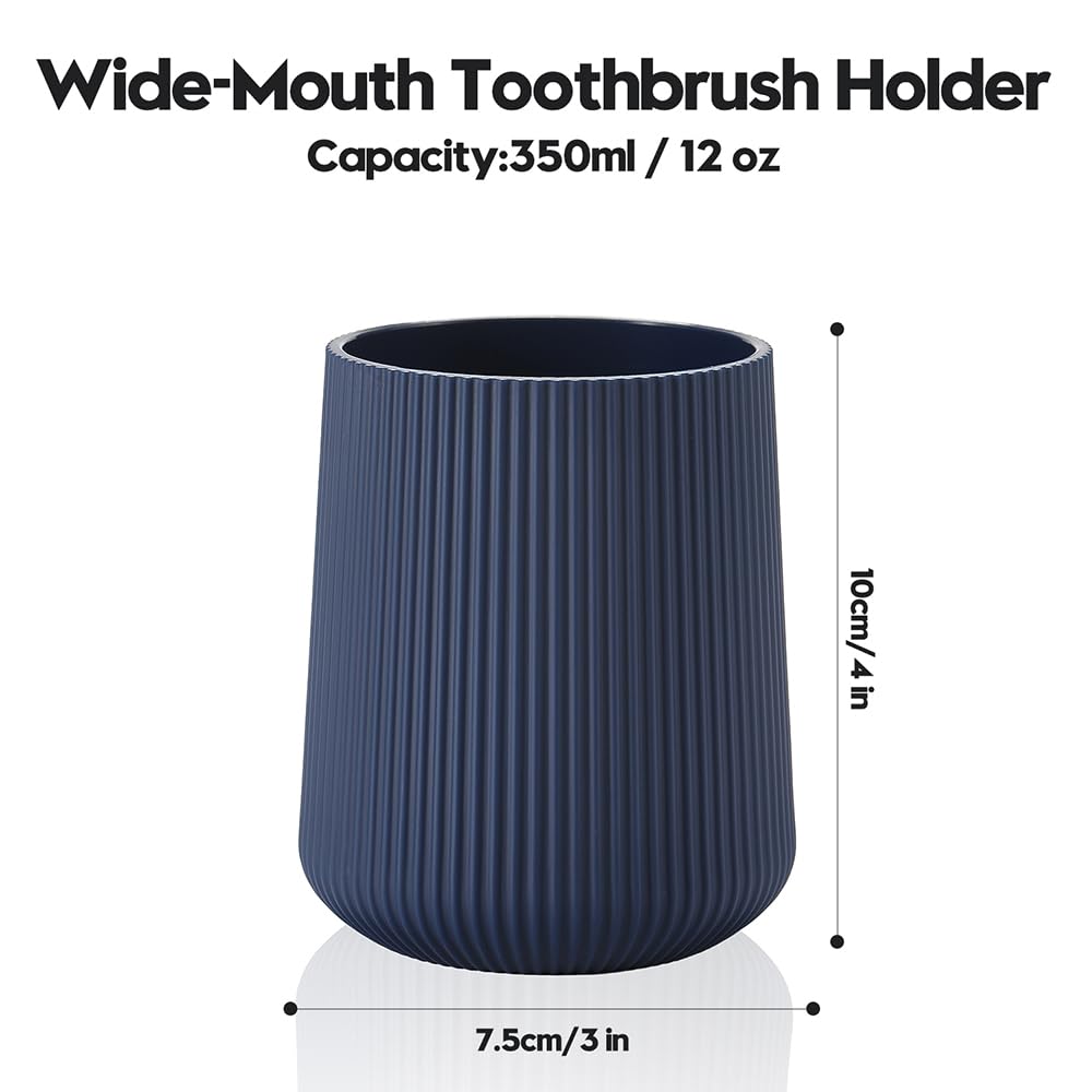 YAUKPH Navy Blue Striped Toothbrush Holder for Electric Toothbrushes Bathroom Organizer for Toothpaste Kids & Adults