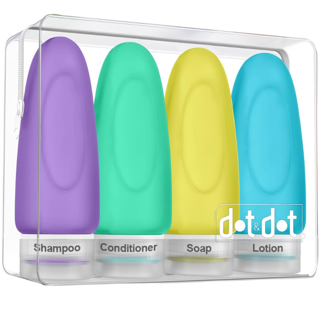Dot&Dot Leak Proof Travel Bottles For Toiletries - Tsa Approved Travel Shampoo Bottles - 3Oz Travel Shampoo And Conditioner Bott