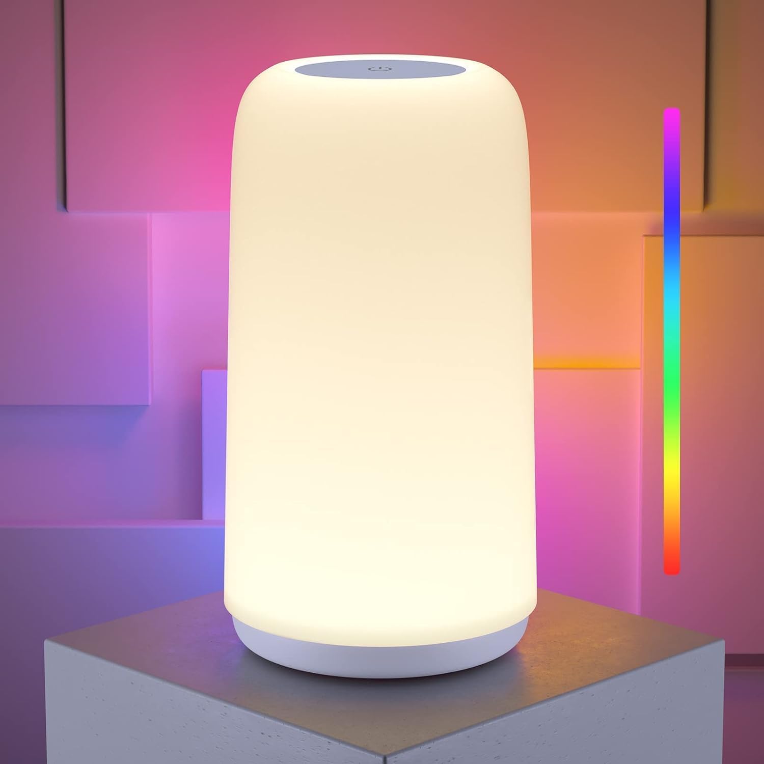 Apex Light Rgbcw Smart Led Table Lamp, Touch Control Bedside Lamp With Rgb Color Changing & Warm/Cool White, Dimmable Nightstand