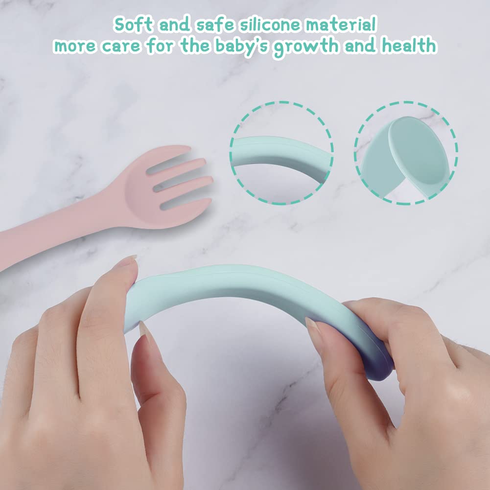 Vicloon Silicone Baby Feeding Spoons  6 Pack First Stage Feeding Spoons for Infants  Baby Led Weaning  Easy to Grip & Hold Baby Spoons