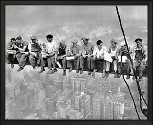 New York Lunch Atop A Skyscraper Photograph Taken In 1932 By Charles C. Ebbets Custom Made Real Wood Classic Black Frame (21 1/8