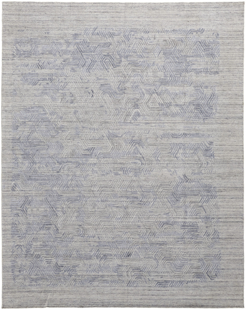 4 X 6 gray And Blue Abstract Hand Woven Distressed Area Rug