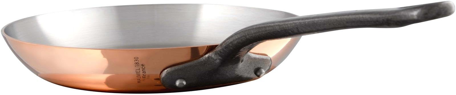 Mauviel MHeritage M150CI 1.5mm Polished Copper & Stainless Steel Frying Pan With Cast Iron Handles, 7.87-in, Made in France