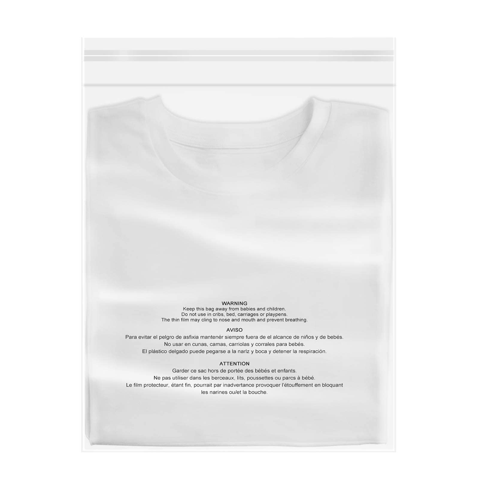200 Count - 10 X 13, Self Seal 16 Mil Clear Plastic Poly Bags With Suffocation Warning For Prints, Photos, Documents, Clothing,