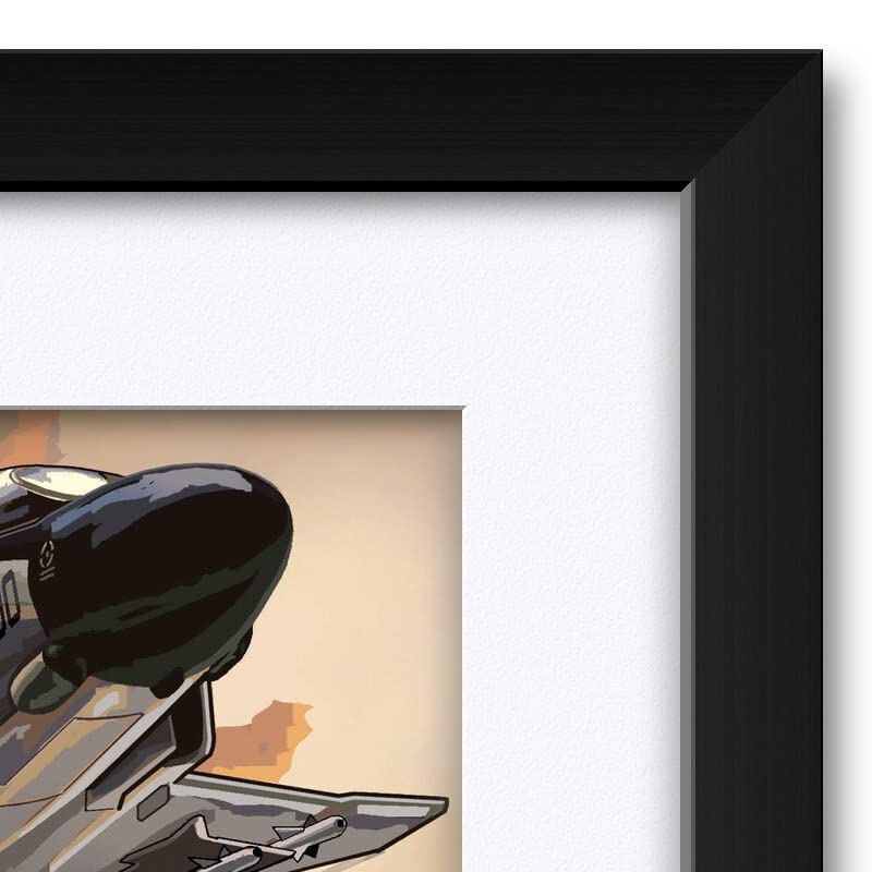 F-4 & Uss Midway Professionally Framed & Matted Art Print From Travel Artwork By Artist Paul A Lanquist Framed Art Size: 18 X 24