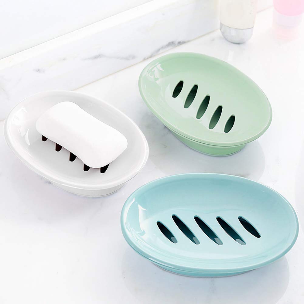 WYOK 2-Pack Soap Dish with Drain Soap Holder Easy Cleaning Soap Saver Dry Stop Mushy Soap Tray for Shower Bathroom Kitchen? (Pink)