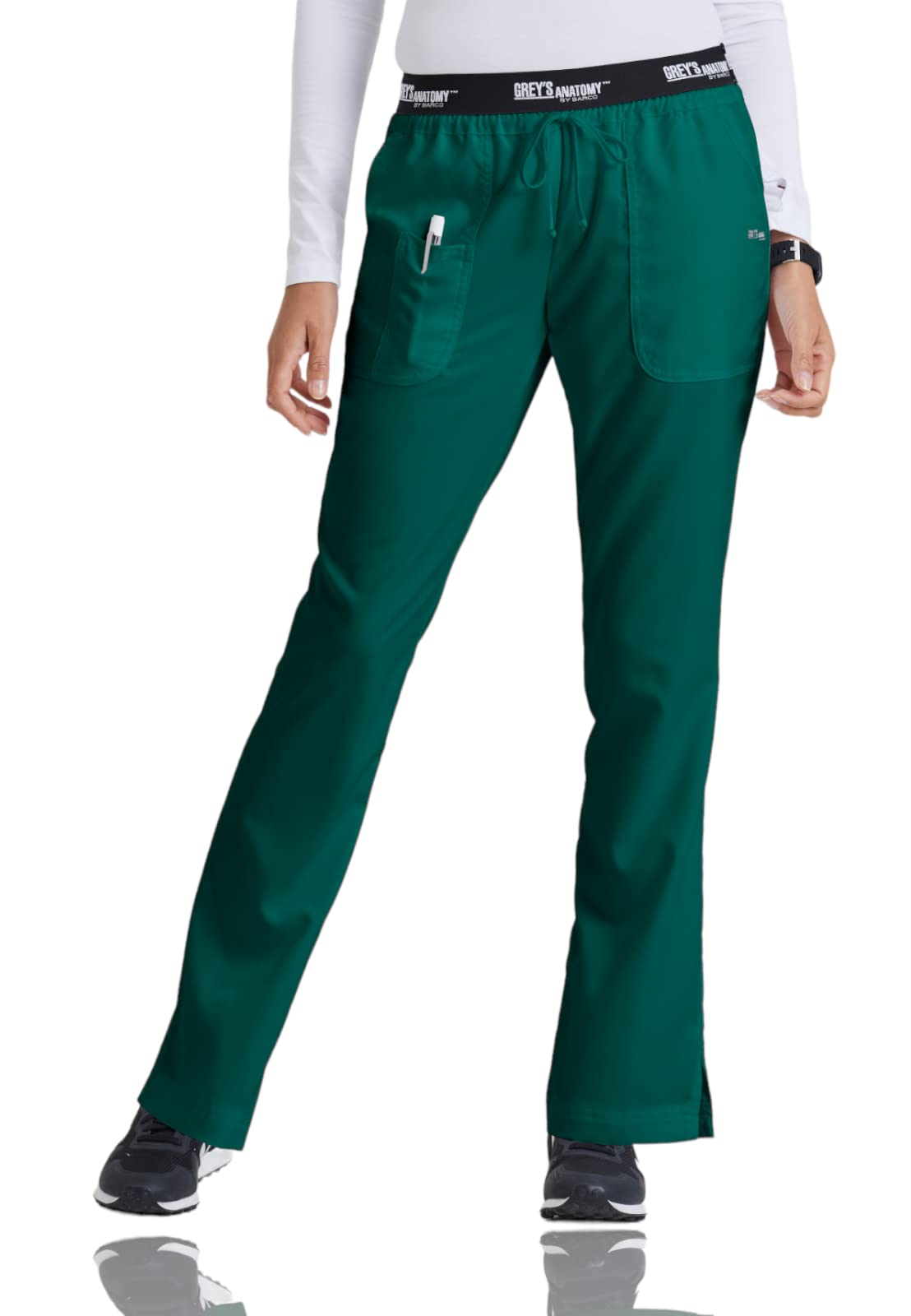 Greys Anatomy Active 4275 Womens 3 Pocket Pant With Drawstring (Hunter Green, X-Small)