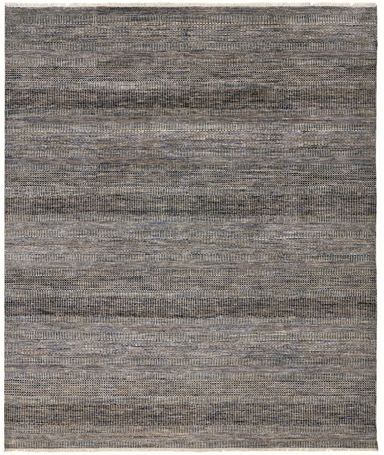 10 X 13 gray Wool Striped Hand Knotted Area Rug