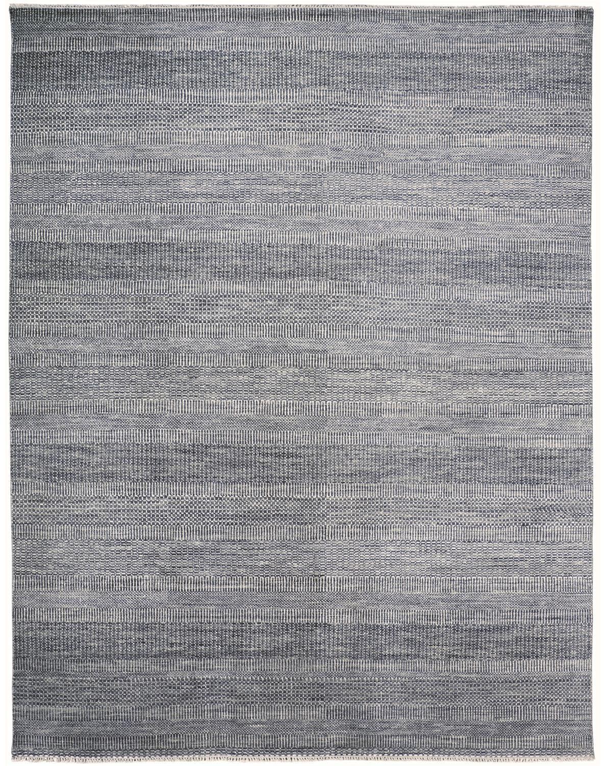10 X 13 Silver Wool Striped Hand Knotted Area Rug