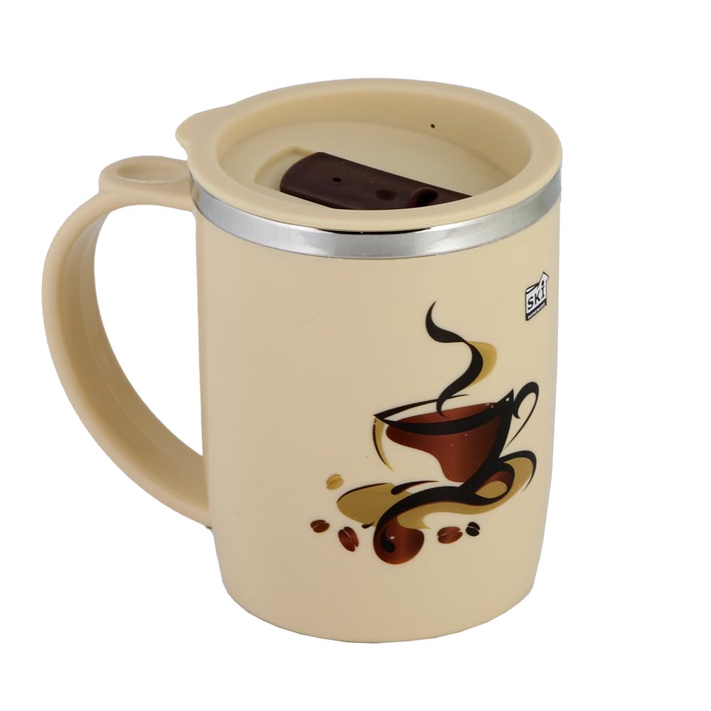 SKi Homeware Unicorn Tea Coffee Time Unbreakable hot Insulated Double Wall Stainless Steel Travel with Sipper Lid Plastic Coffee