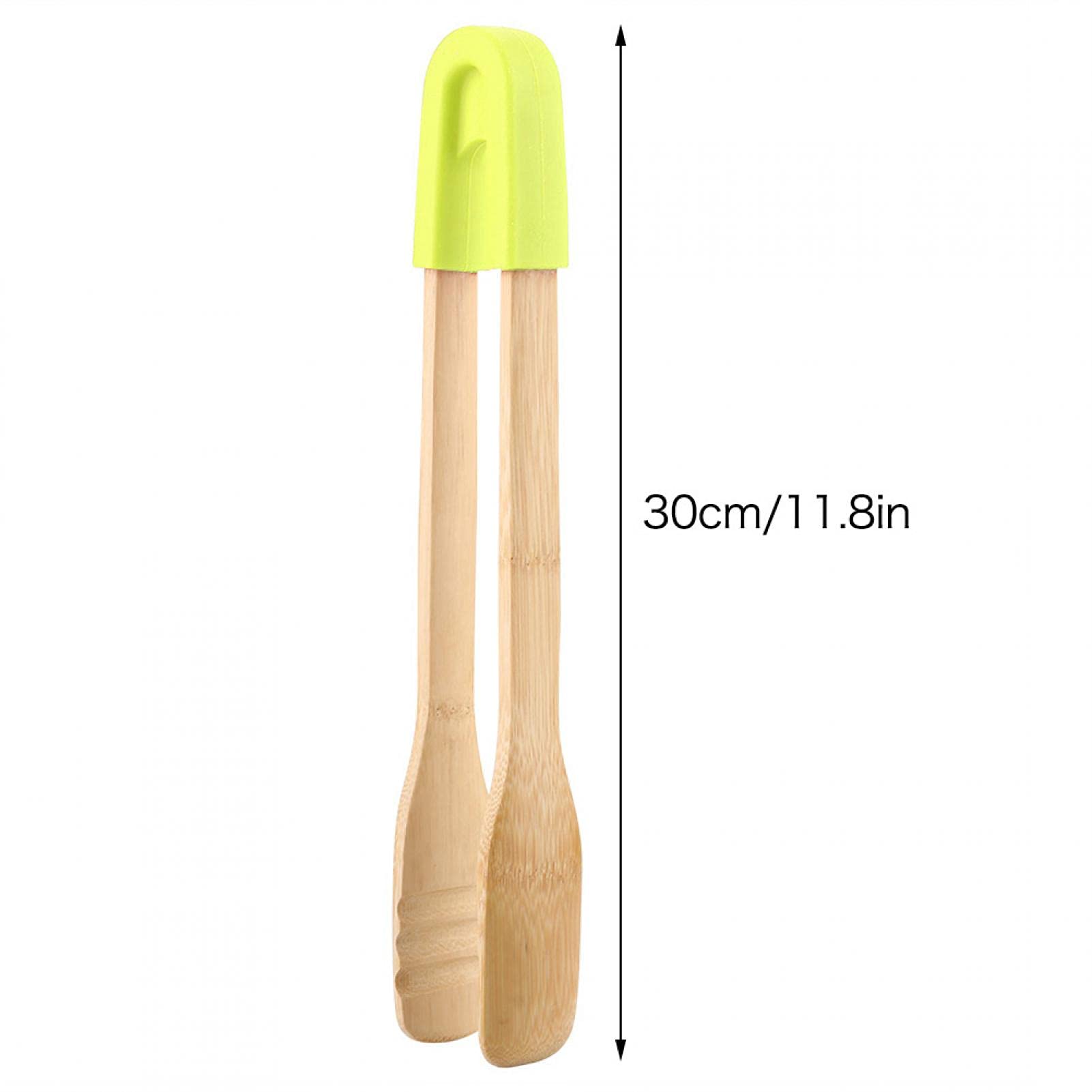 Omabeta Reusable Kitchen Tongs,Barbecue Tongs, Bbq Clip Heat Resistant Wooden With Anti-Slip Silicone Handle Cooking Bbq Serving