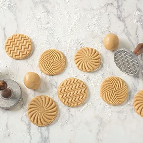 Nordic Ware Geo Cast Cookie Stamps, Aluminum, Silver, 3x2.8x3.38, Model 01245