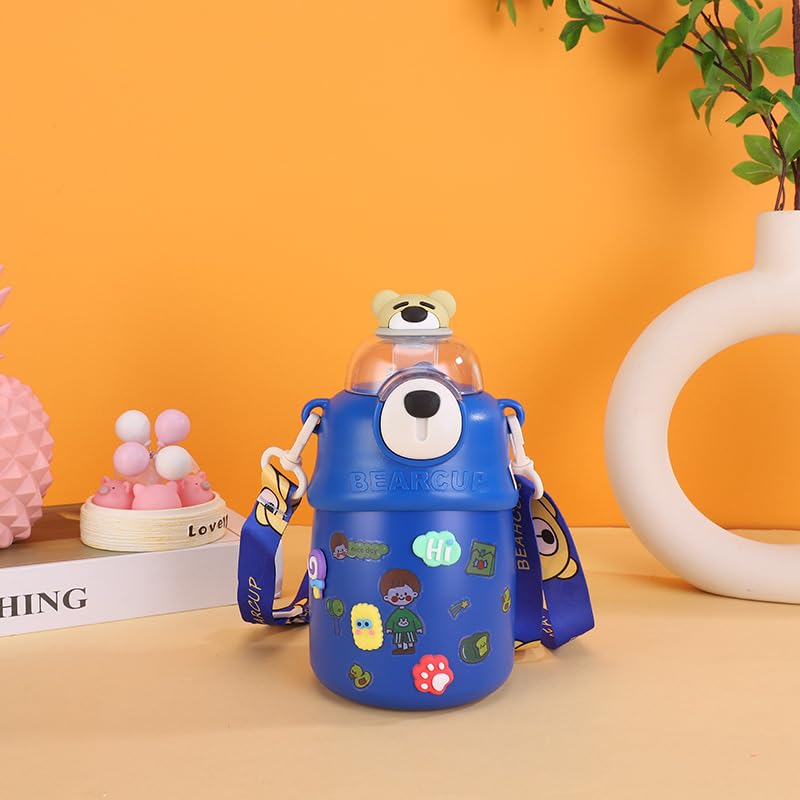Whisket  700 Ml | Water Bottle For Girl Cute Water Cup With Straw,Cartoon Student School Travel Bottle (Blue)
