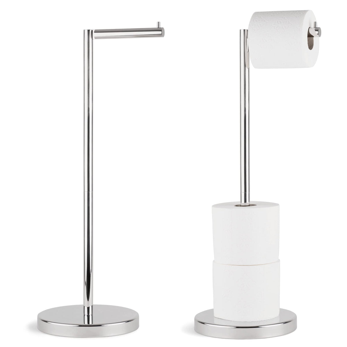 Marmolux Acc - Free Standing Toilet Paper Holder Stand With Storage For 4 Rolls Of Toilet Tissue For Bathroom, Stainless Steel (
