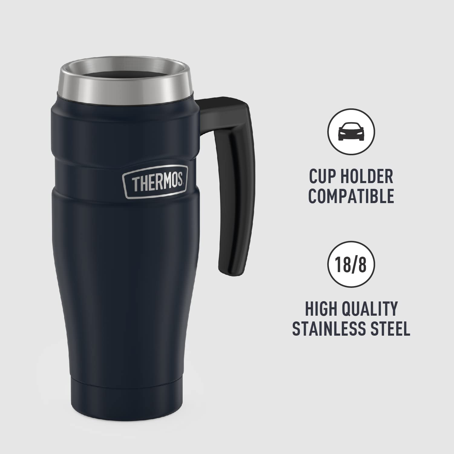 THERMOS Stainless King Vacuum-Insulated Travel Mug, 16 oz, Stainless Steel, Midnight Blue, Model SK1000