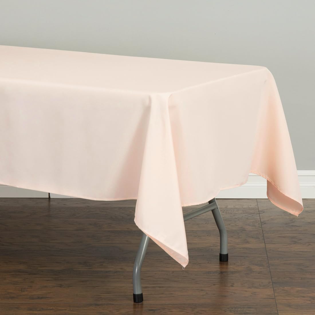 Ltc Linens 5 Pack Peach Rectangular Tablecloths 60 X 102 Inches For 6 Feet Rectangle Banquet Tables With Half-Drop - Stain And W
