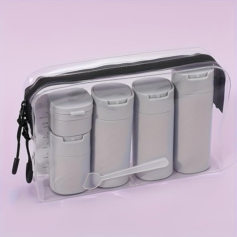 Fanpoi 5Pcs Travel Cream Dispenser Bottles Set Travel Bottles Toiletry Containers Set, Tsa Approved, Travel Essentials (Light Gr
