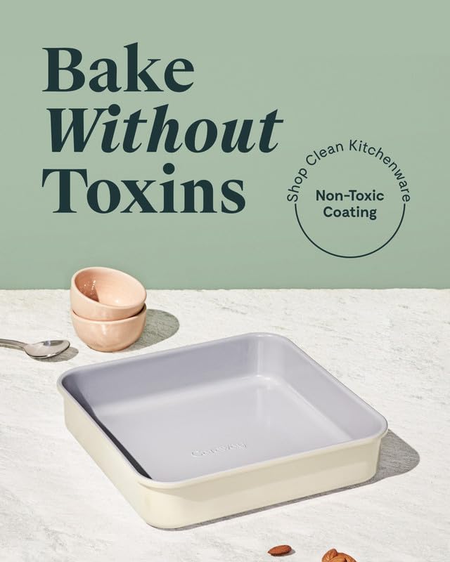Caraway Non-Stick Ceramic 9? Square Pan - Naturally Slick Ceramic Coating - Non-Toxic  PTFE & PFOA Free - Perfect for Brownies  Lemon Bars  Cakes  & More - Perracotta