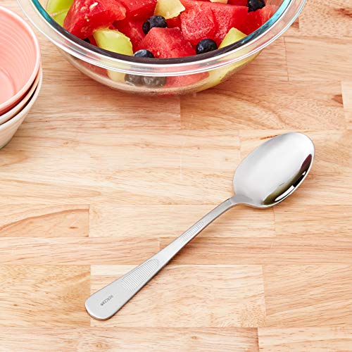Mercer Culinary 18-8 Stainless Steel Plating Solid Spoon, 7-7/8 Inch,Silver