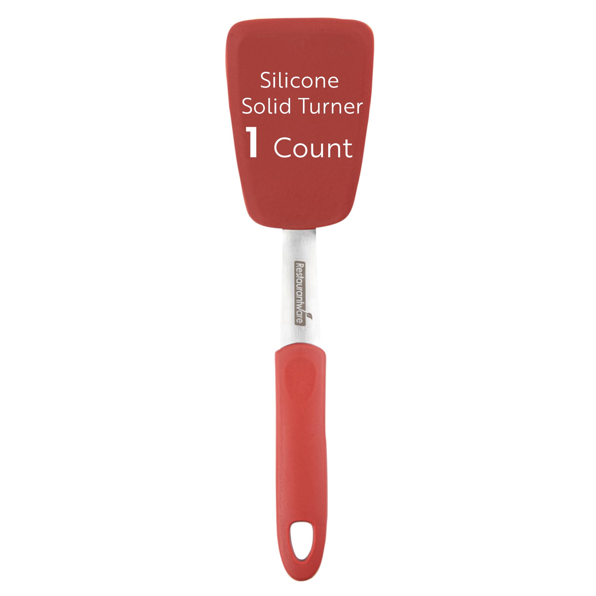 Restaurantware Silicone Spatula 1 Count 13.3 Inches Flexible Heat Resistant Silicone Turner, Red Nonstick Kitchen Cooking Flippe